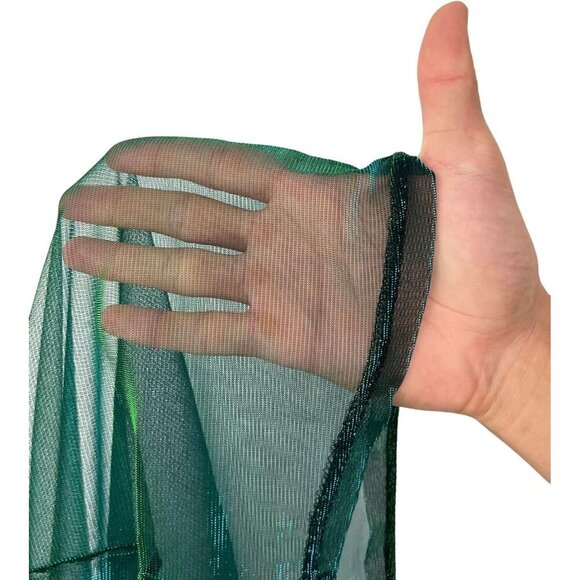 Women's Metallic Mesh Sheer Short Sleeve Rave T-Shirt Small Green Stylish - Picture 6 of 6